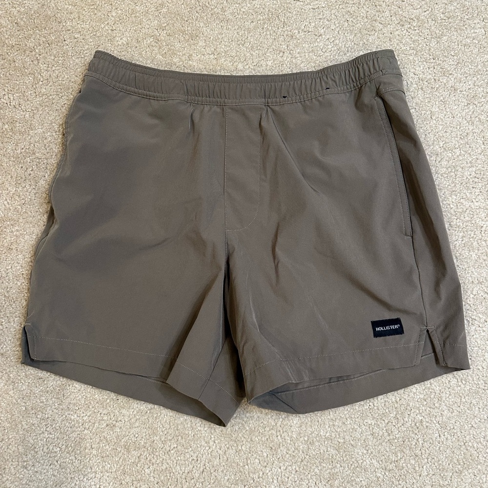 Hollister Tan Athletic Shorts Lightweight Elastic Waist